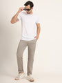 Premium Cotton Stretch Smoke Grey Solid Men'S Regular Fit Trouser