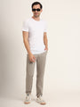 Premium Cotton Stretch Smoke Grey Solid Men'S Regular Fit Trouser