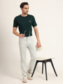 Premium Cotton Stretch Light Grey Solid Men'S Regular Fit Trouser