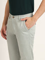 Premium Cotton Stretch Light Cyan Solid Men'S Regular Fit Trouser