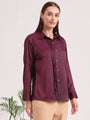 Tailored Fit European Satin Shirt With Pleated Placket