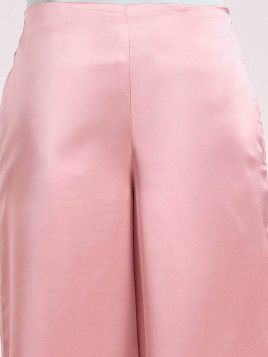 European Satin Regular Fit Flared Trouser