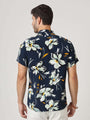 Navy, White And Green Floral Print Premium Rayon Shirt