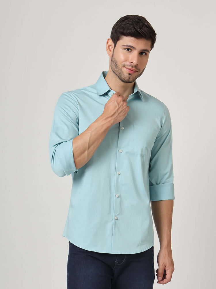 Premium Cotton Satin Sky Blue Shirt
