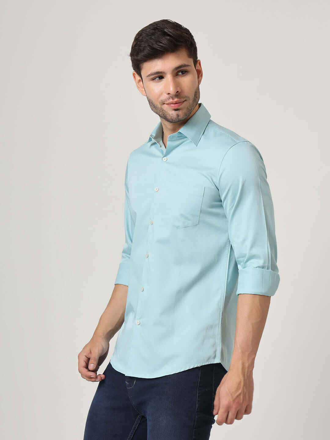 Premium Cotton Satin Sky Blue Shirt