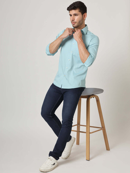 Premium Cotton Satin Sky Blue Shirt