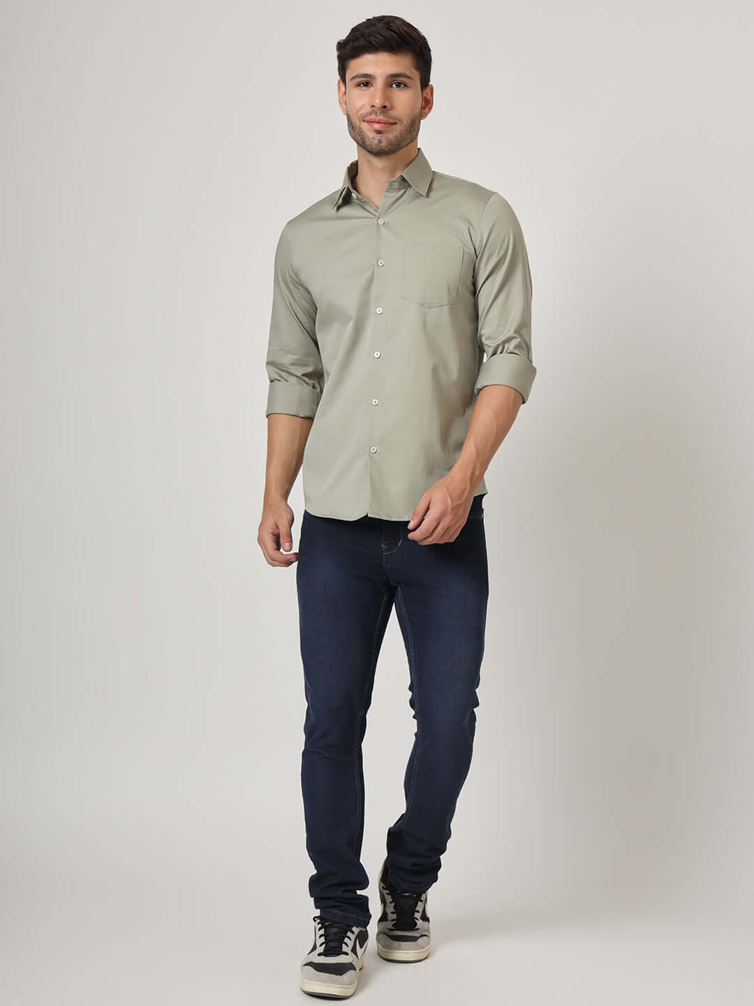 Premium Cotton Satin Khakhi Shirt