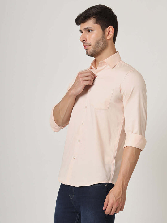 Premium Cotton Satin Peach Shirt
