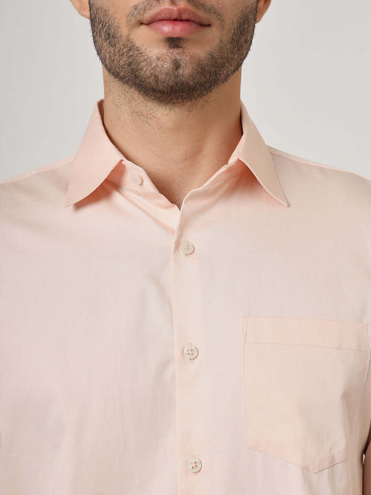 Premium Cotton Satin Peach Shirt