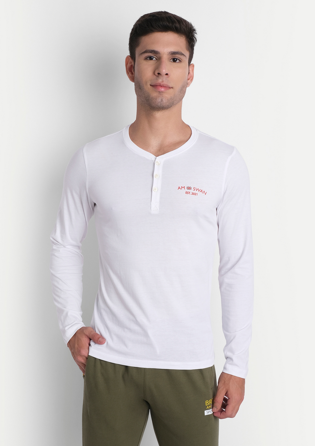 MENS PREMIUM COTTON PRINTED FULL SLEEVE HENLEY T-SHIRTS