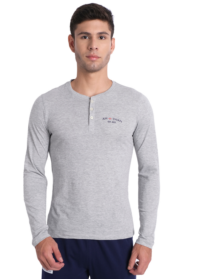 MENS PREMIUM COTTON PRINTED FULL SLEEVE HENLEY T-SHIRTS