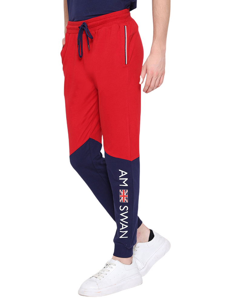 Mens Premium Cotton Colourblocked Printed Track Pants