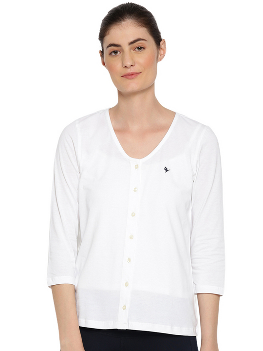 Womens Premium Cotton 3/4 Sleeve V- Neck Tops