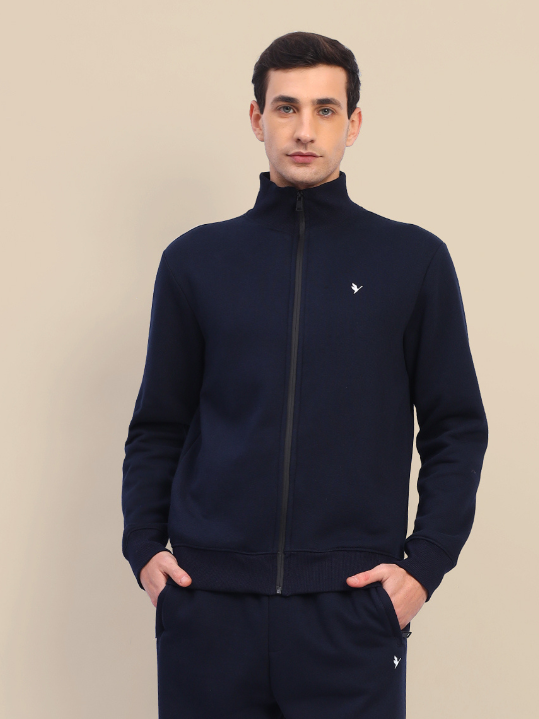 Amswan Men'S Navy Stylish And Comfortable Full Zipper Sweatshirts