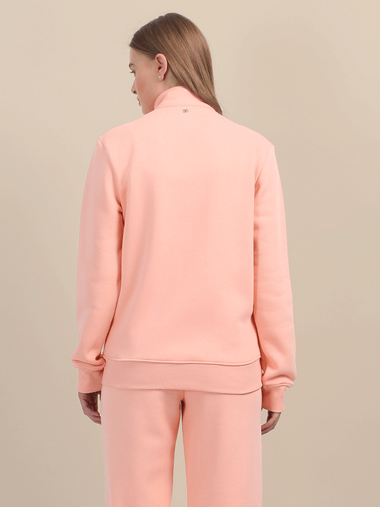 Amswan Premium Cotton Women'S Peach Zip-Up Sweatshirt