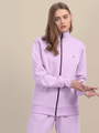 Amswan Premium Cotton Women'S Lilac Zip-Up Sweatshirt