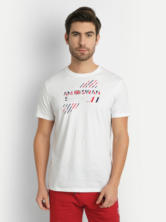 MENS COTTON RICH LYCRA GRAPHIC HALF SLEEVE CREW NECK T-SHIRTS