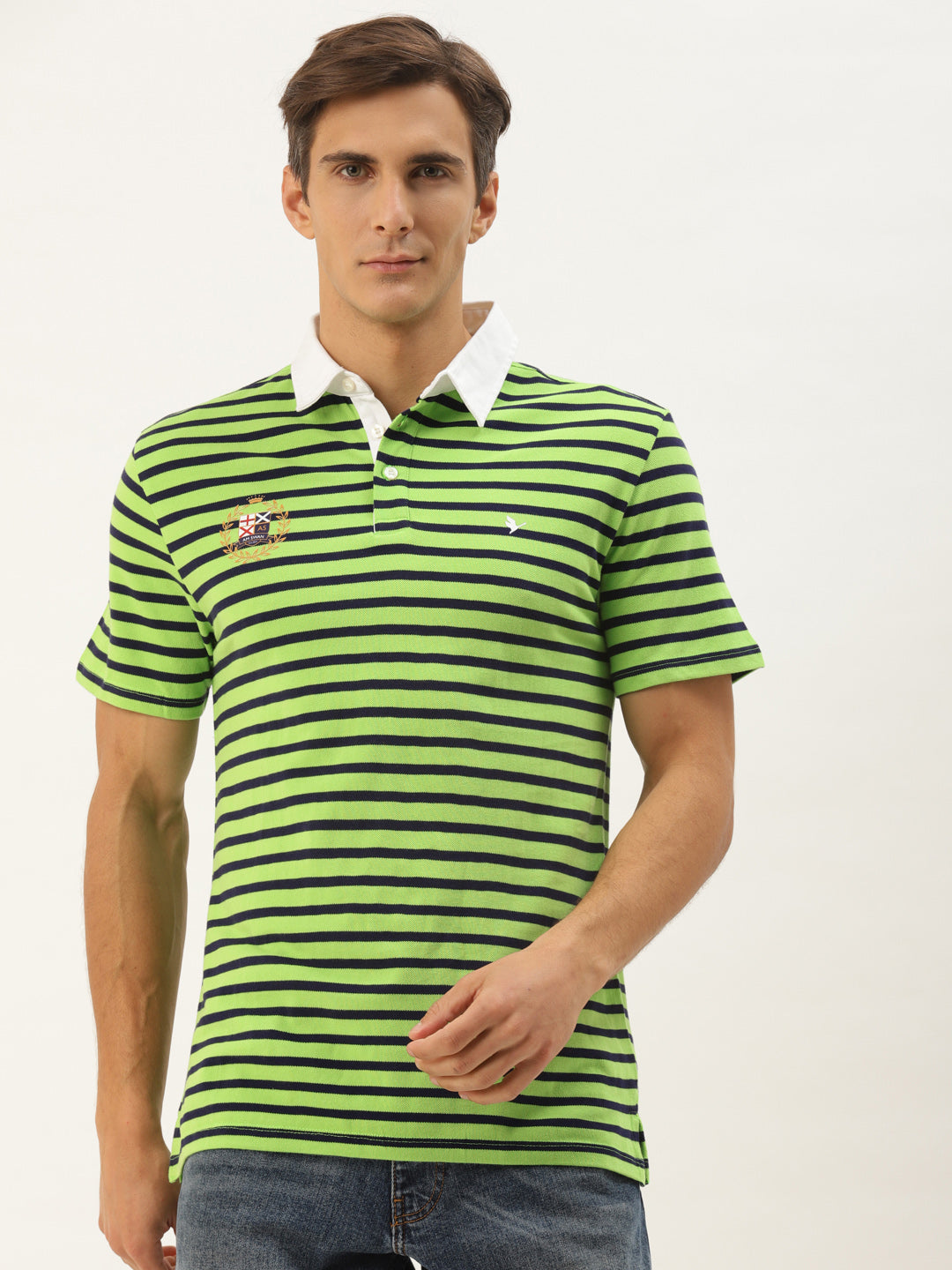 Premium Green Striped Polo Tees