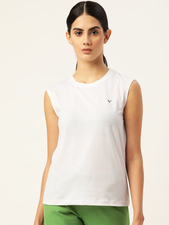 Women'S Premium Cotton Lycra Smart Fit Sleeveless Solid T-Shirts