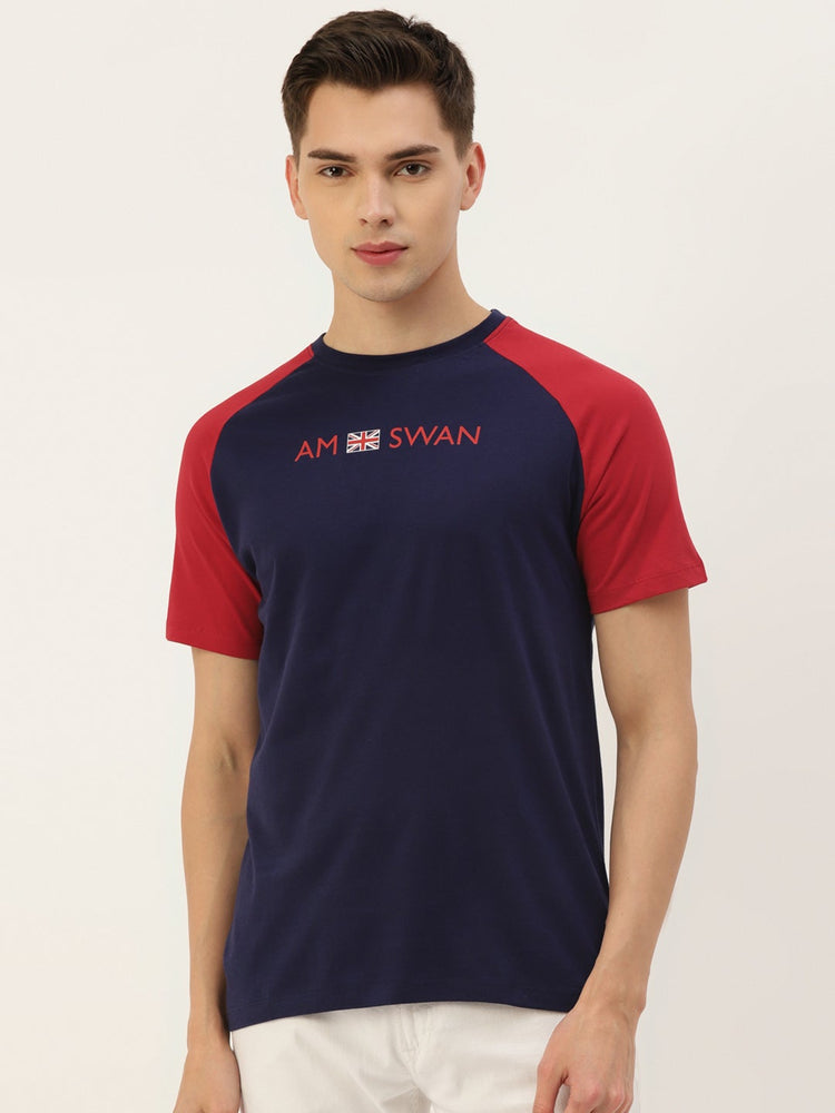 Mens Premium Cotton Printed Reglan Half Sleeve T-Shirts