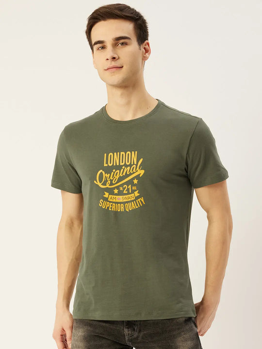 Mens Premium Cotton Lycra Graphic Half Sleeve Crew Neck T-Shirts