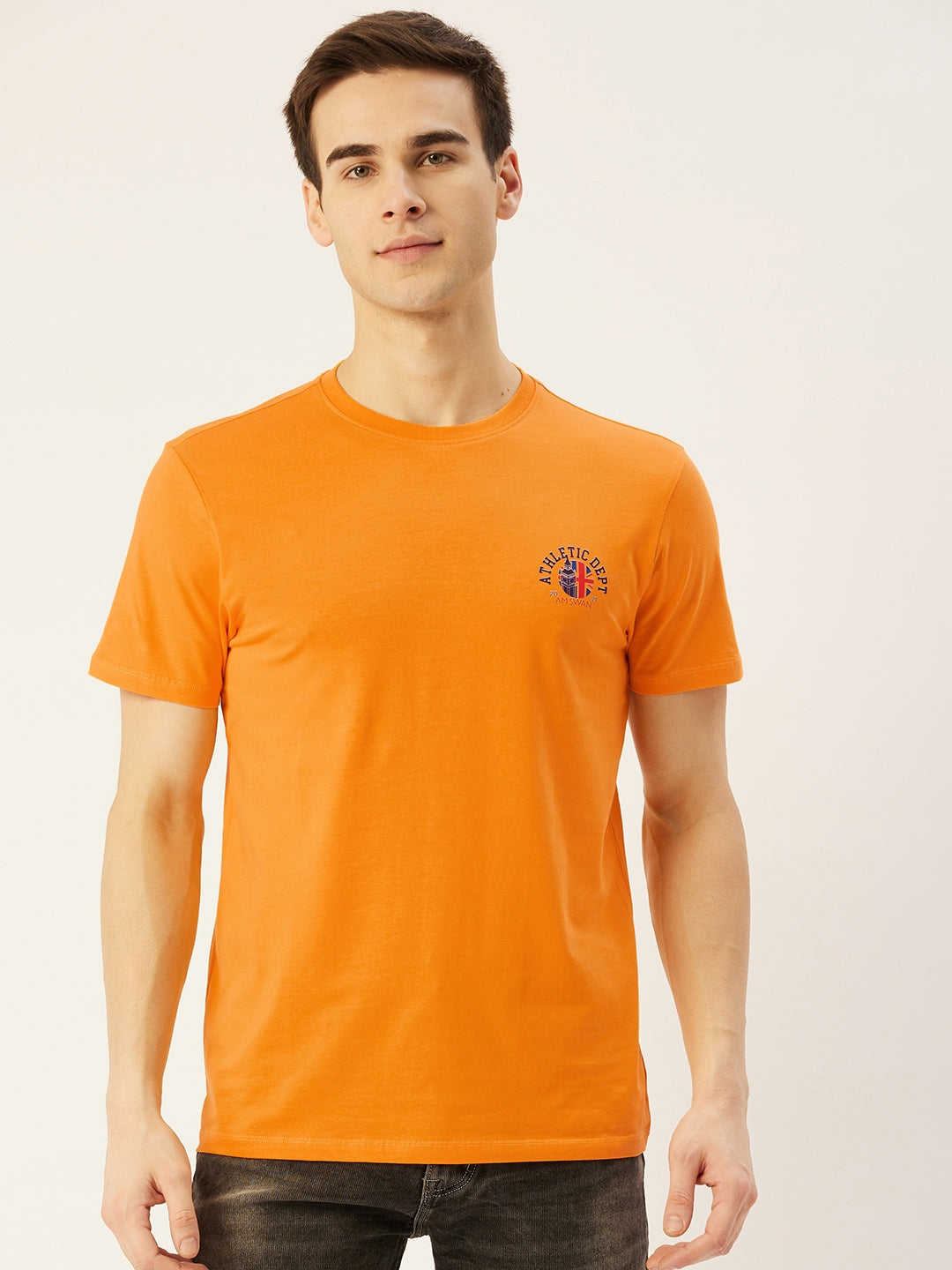 Mens Premium Cotton Lycra Half Sleeve Crew Neck T-Shirts