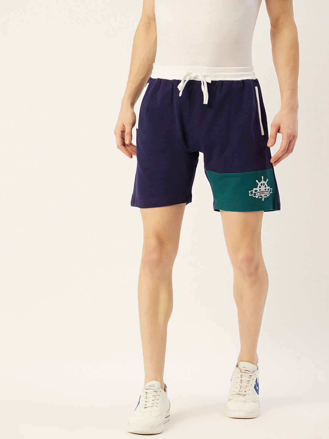 Mens Premium Cotton Colourblocked Printed Shorts