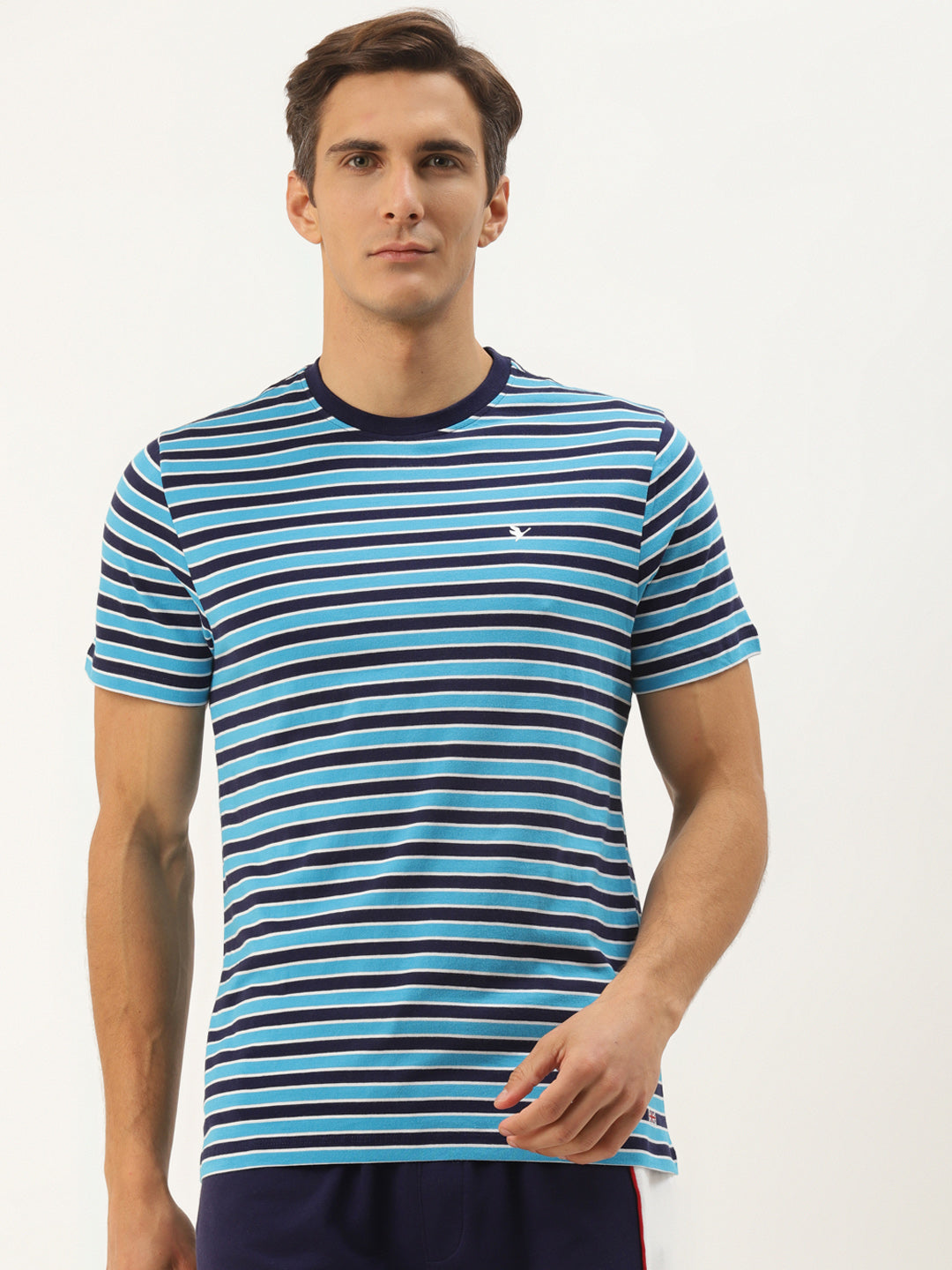 Mens Premium Cotton Striped Half Sleeve Crew Neck T-Shirts