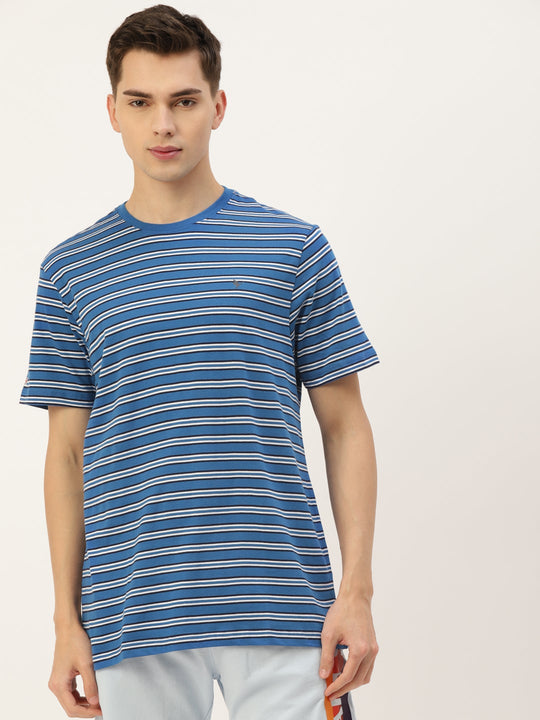 Mens Premium Cotton Striped Half Sleeve Crew Neck T-Shirts