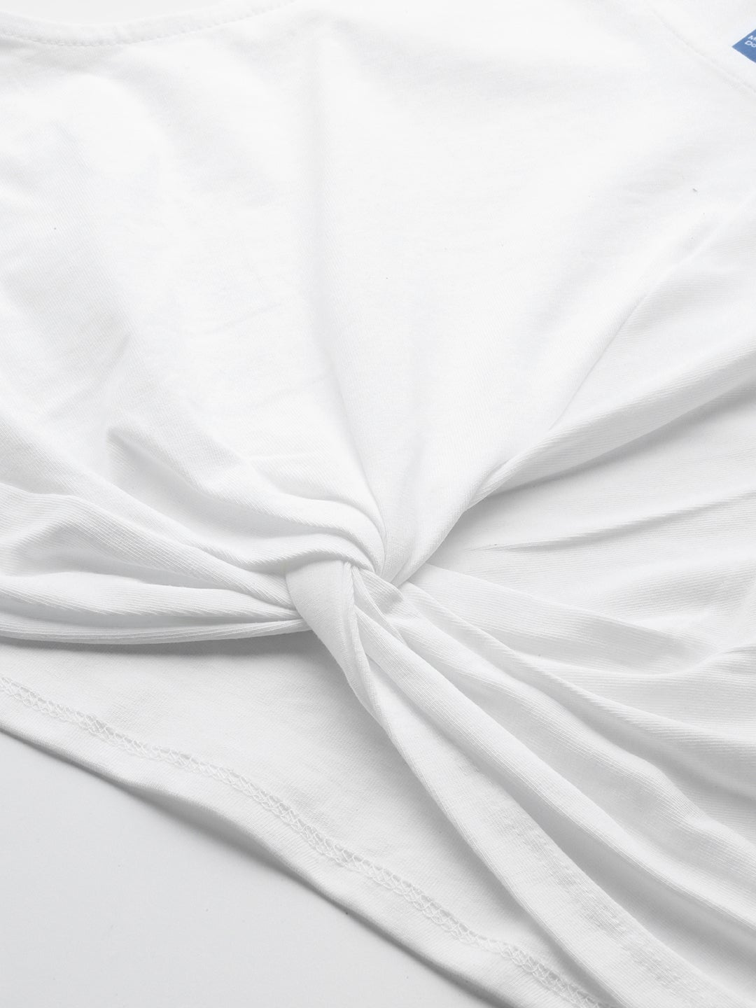 Womens Premium White Cotton Lycra Smart Fit Sleeveless Knotted Top