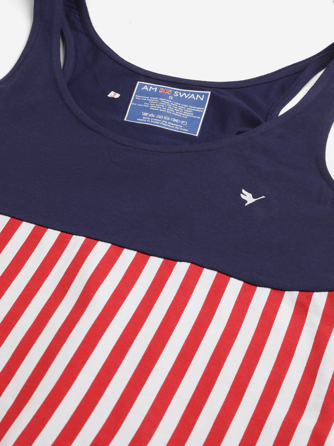 Womens Premium Cotton Lycra Smart Fit Sleeveless Straight Sptripe Top