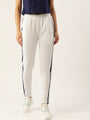Womens White Cotton Lycra Smart Fit Solid Track Pants