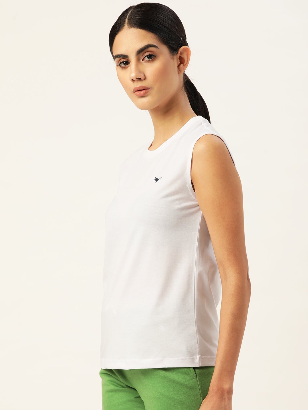 Women'S Premium Cotton Lycra Smart Fit Sleeveless Solid T-Shirts
