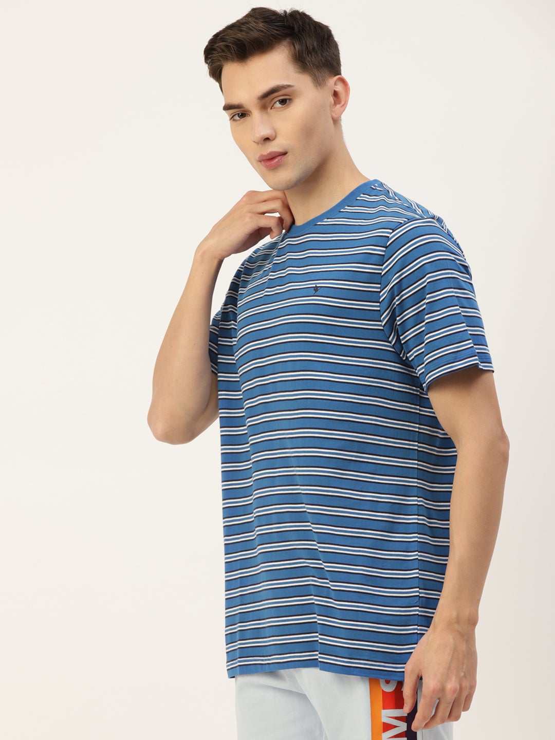 Mens Premium Cotton Striped Half Sleeve Crew Neck T-Shirts