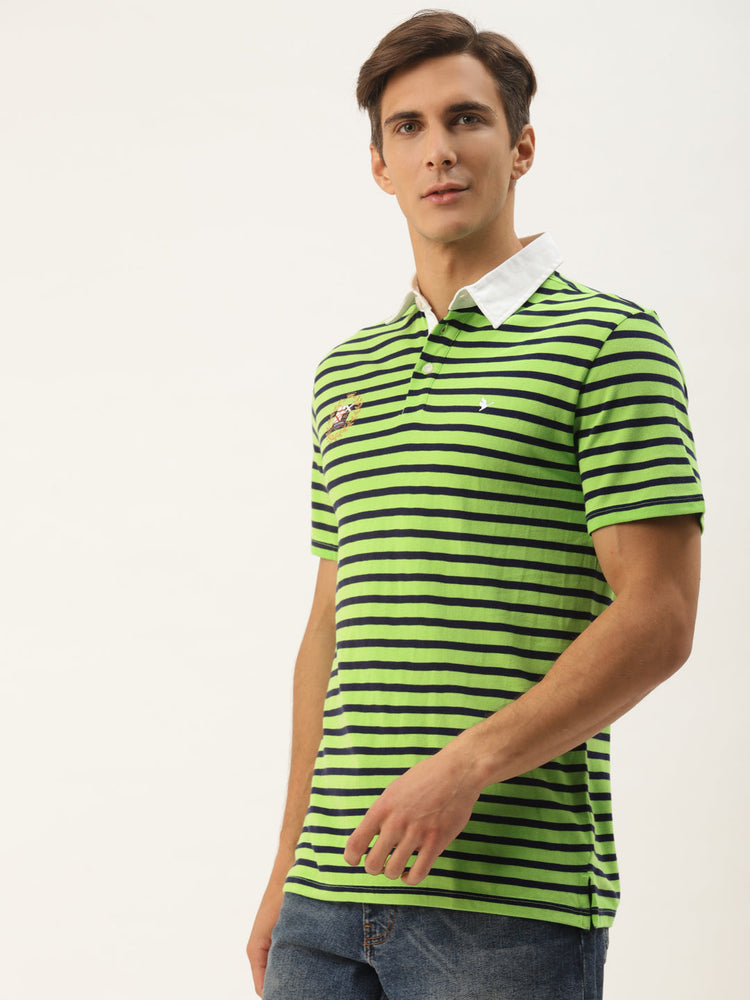 Premium Green Striped Polo Tees