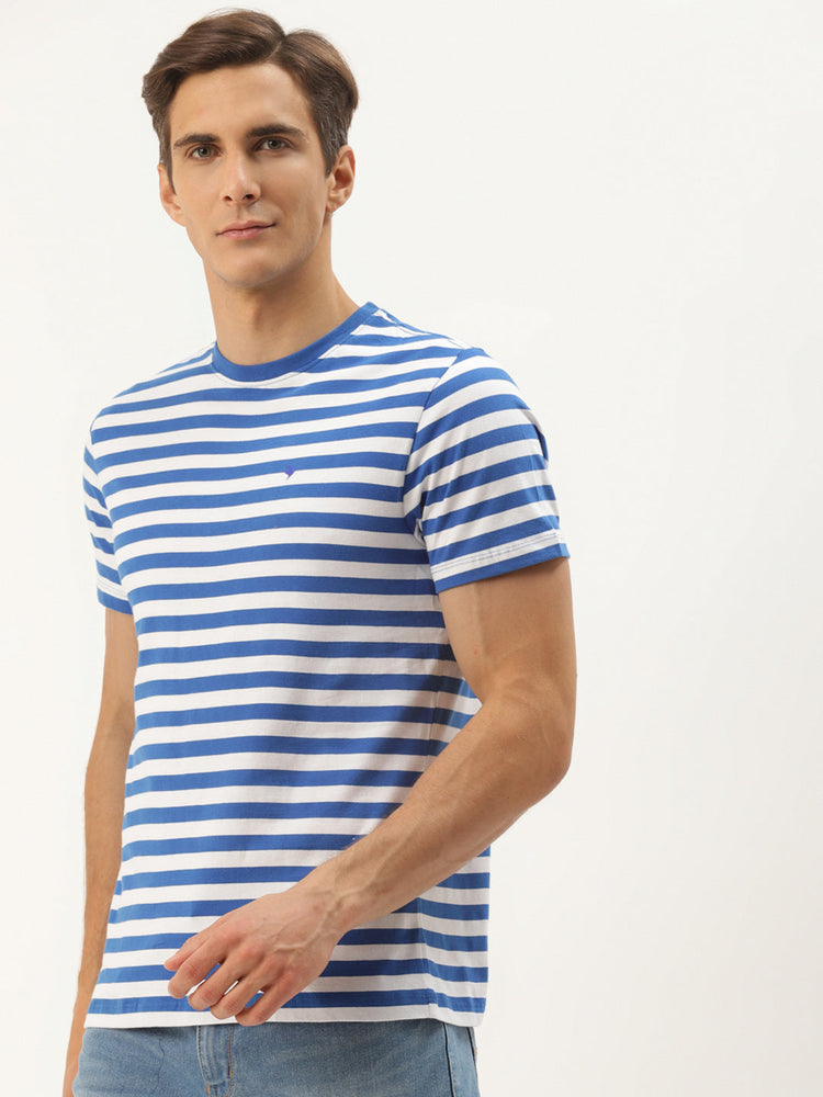 Mens Premium Cotton Striped Half Sleeve Crew Neck T-Shirts