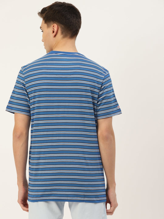 Mens Premium Cotton Striped Half Sleeve Crew Neck T-Shirts