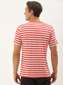 Mens Premium Cotton Striped Half Sleeve Crew Neck T-Shirts