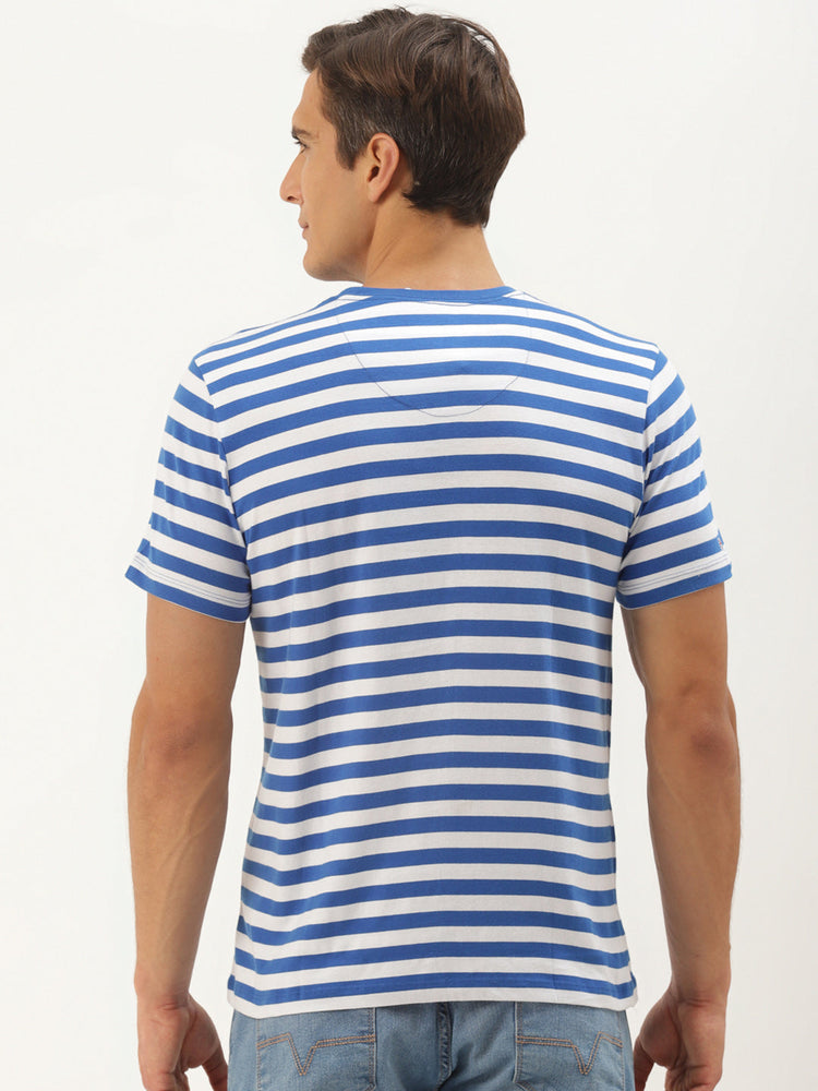 Mens Premium Cotton Striped Half Sleeve Crew Neck T-Shirts