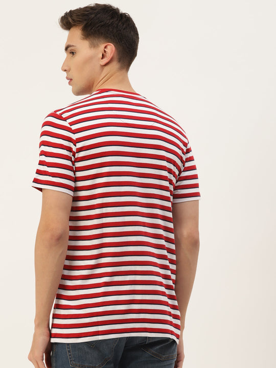 Mens Premium Cotton Striped Half Sleeve Crew Neck T-Shirts