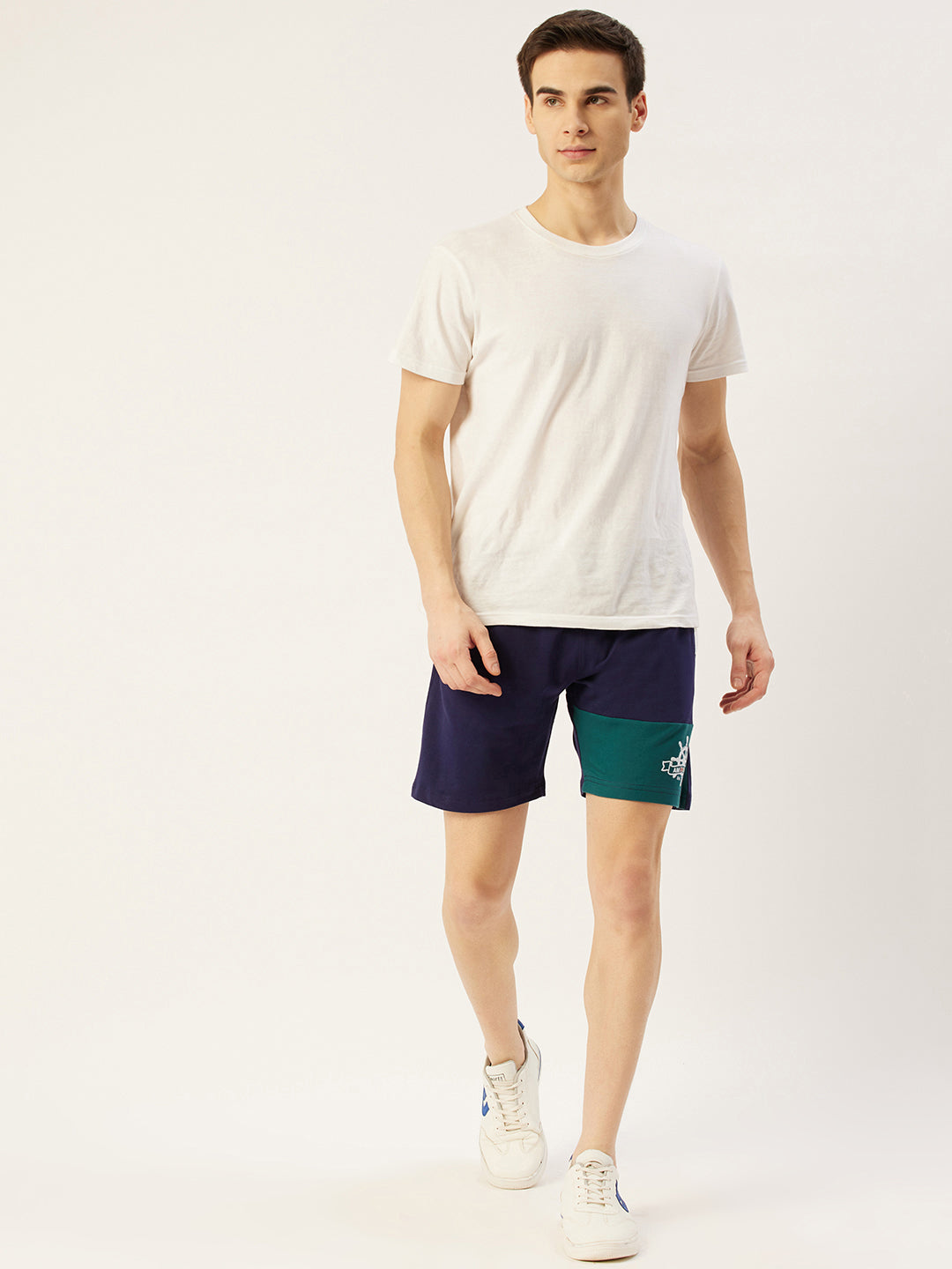 Mens Premium Cotton Colourblocked Printed Shorts
