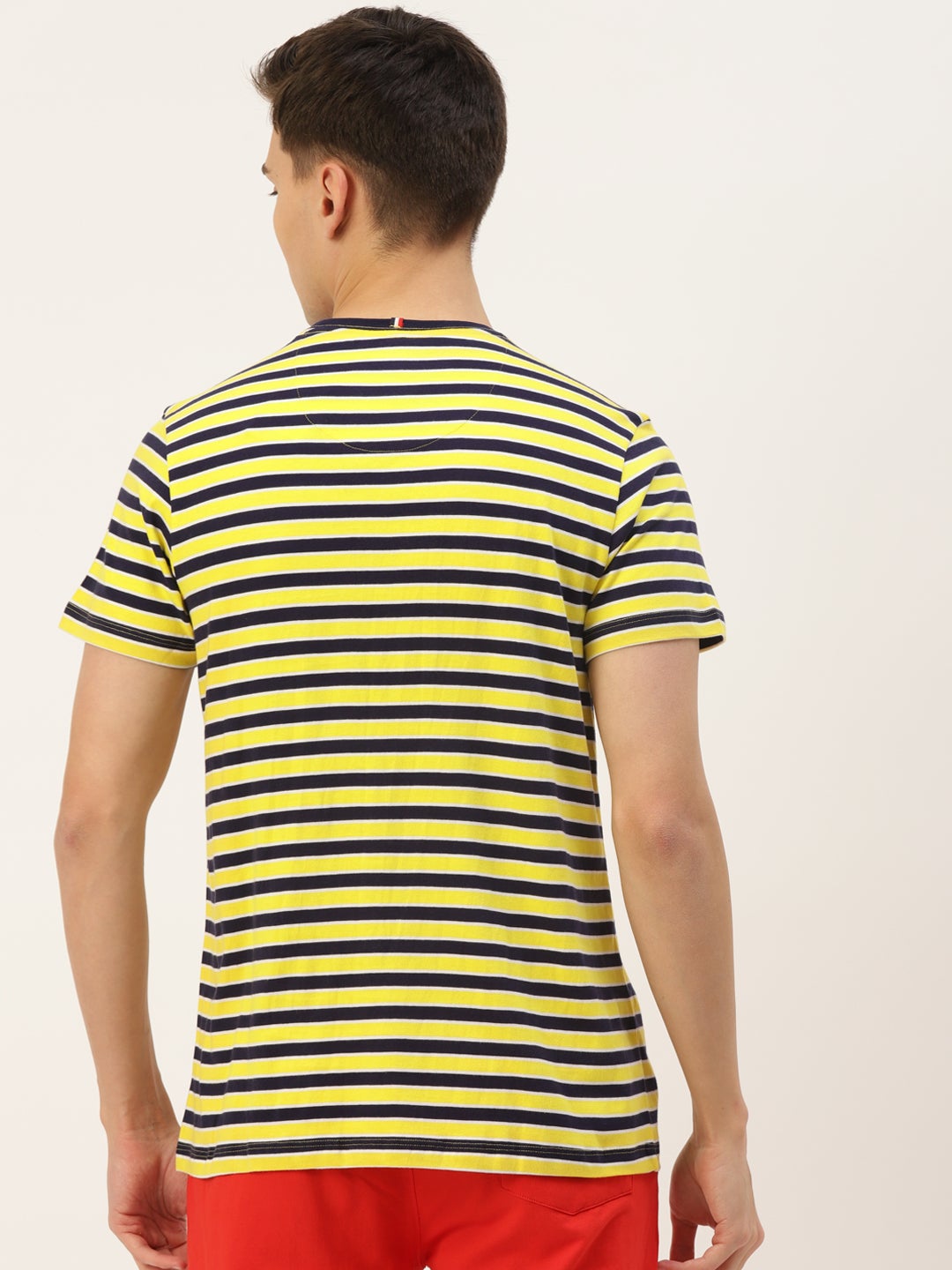 Mens Premium Cotton Striped Half Sleeve Crew Neck T-Shirts