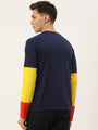 Mens Premium Cotton Lycra Colourblock Printed Full Sleeve Crew Neck T-Shirts