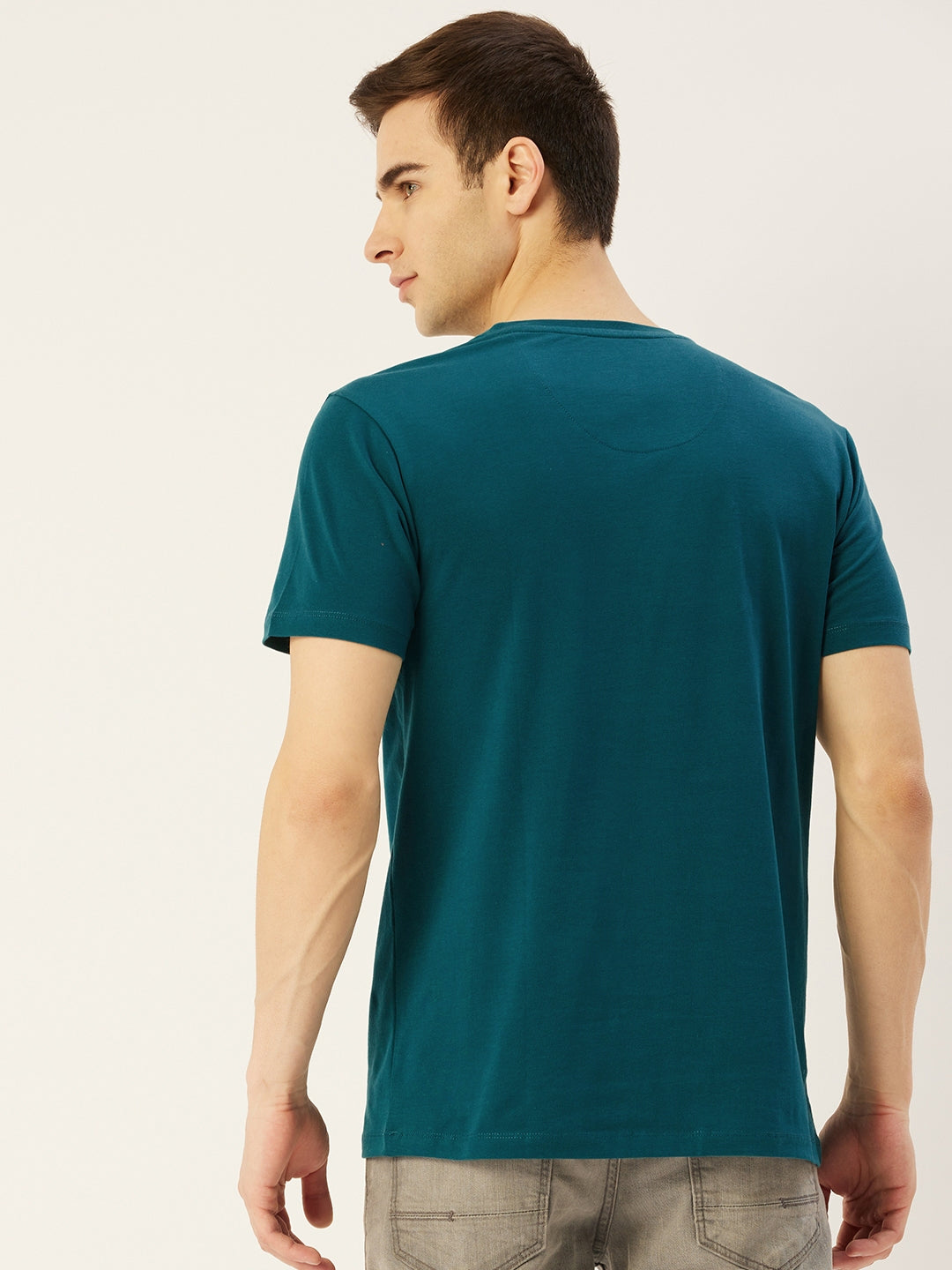 Mens Premium Cotton Lycra Solid Half Sleeve Crew Neck T-Shirts
