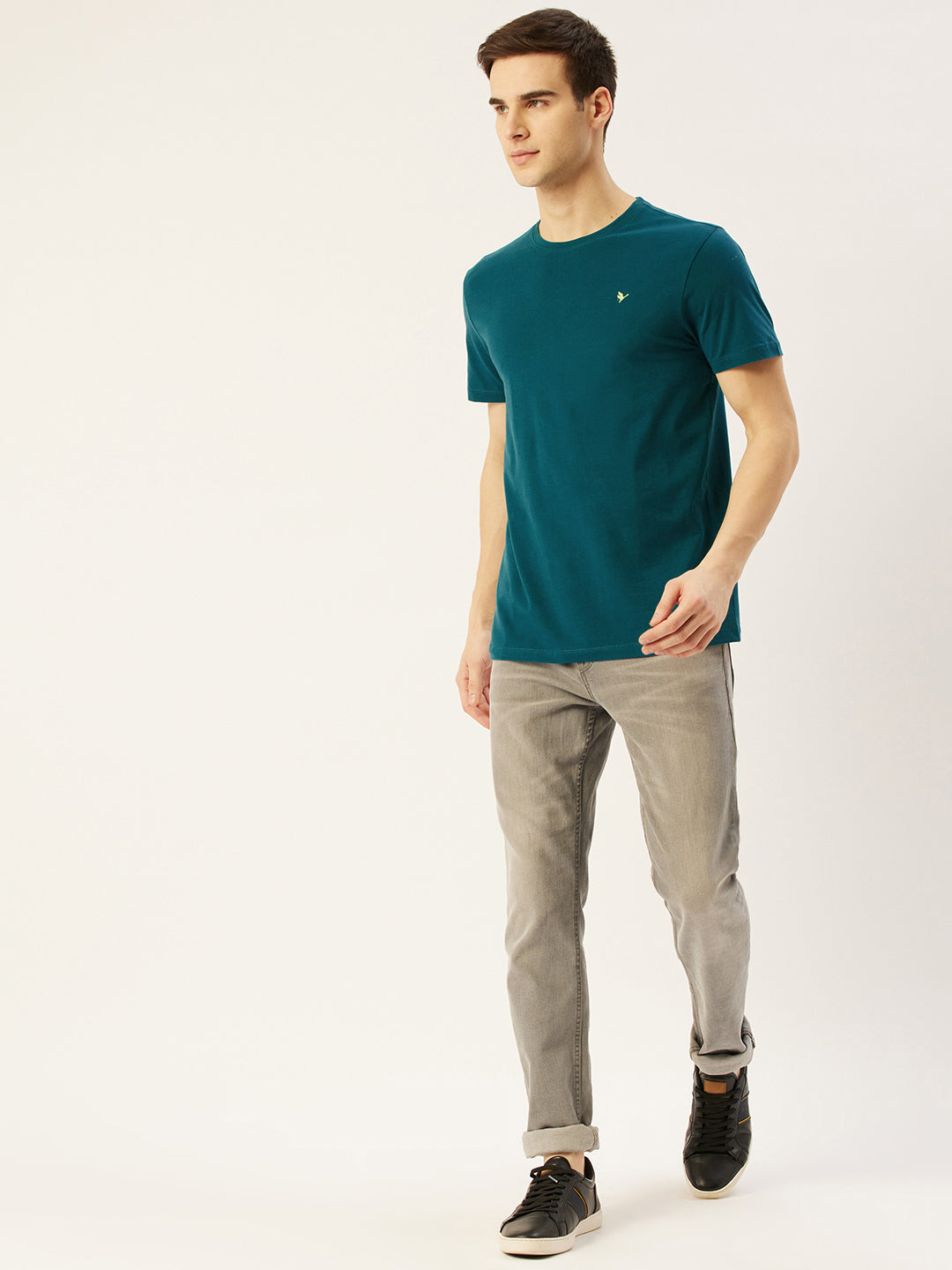 Mens Premium Cotton Lycra Solid Half Sleeve Crew Neck T-Shirts