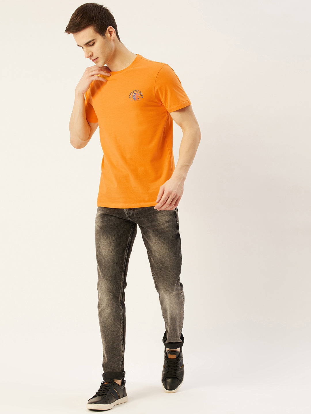 Mens Premium Cotton Lycra Half Sleeve Crew Neck T-Shirts