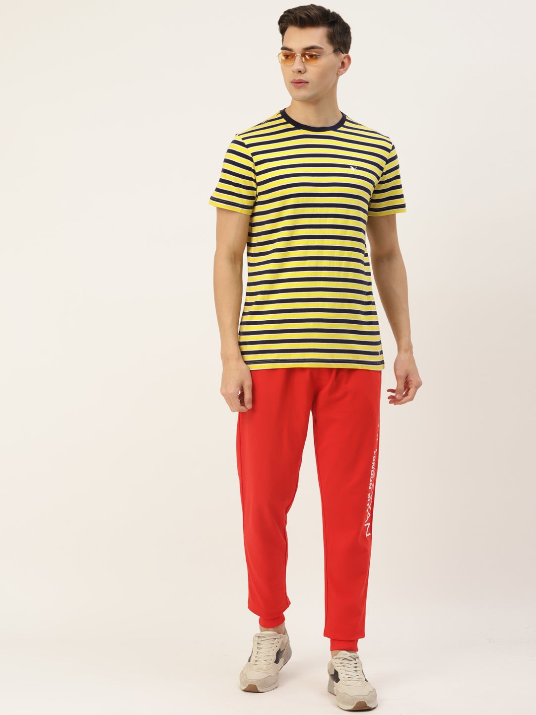 Mens Premium Cotton Striped Half Sleeve Crew Neck T-Shirts