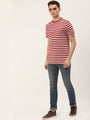 Mens Premium Cotton Striped Half Sleeve Crew Neck T-Shirts