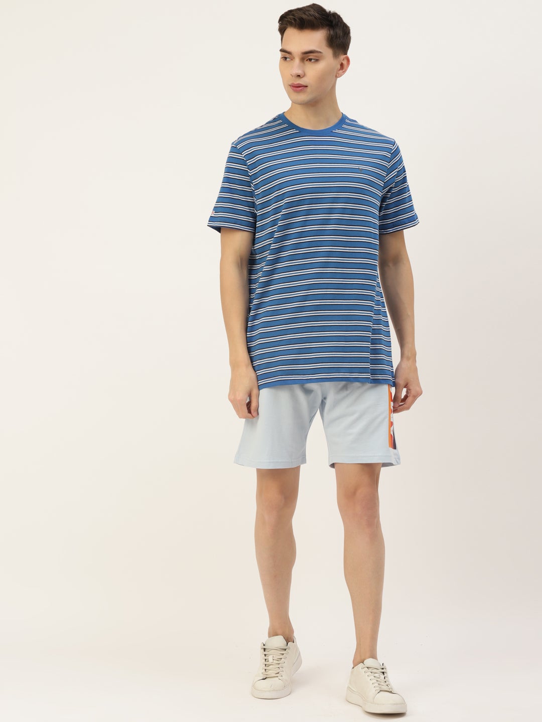 Mens Premium Cotton Striped Half Sleeve Crew Neck T-Shirts