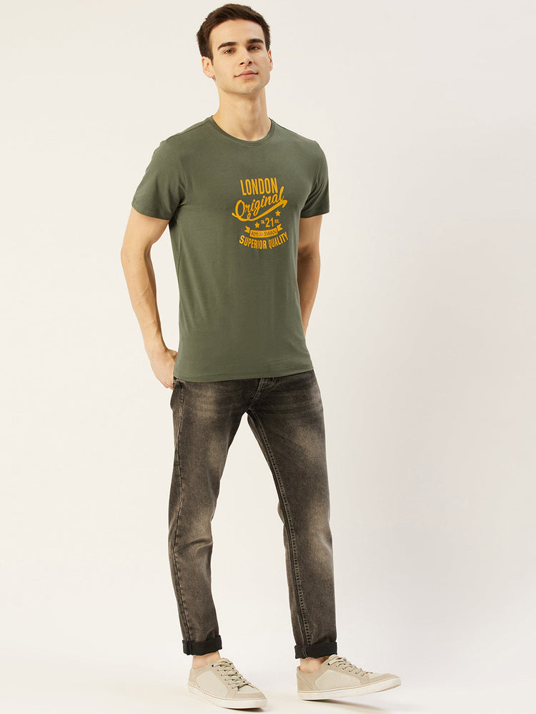 Mens Premium Cotton Lycra Graphic Half Sleeve Crew Neck T-Shirts